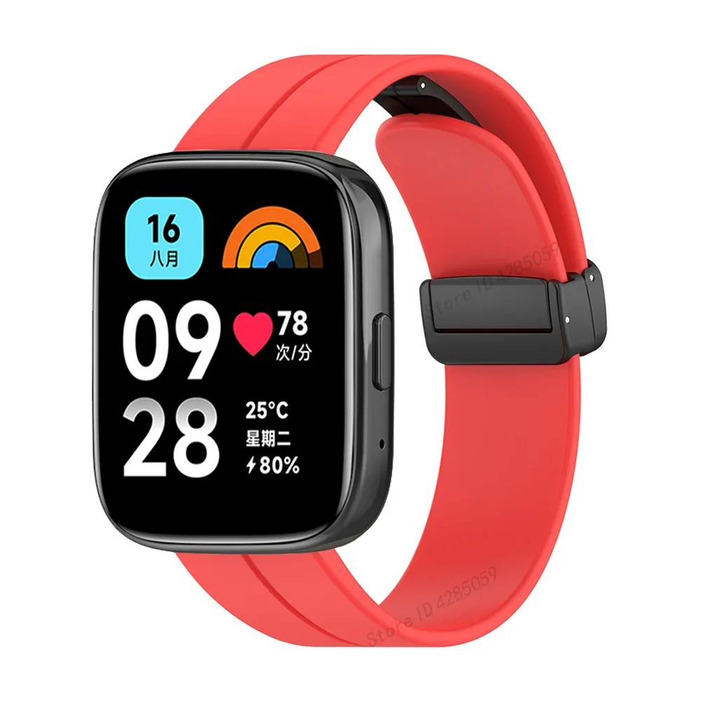 Redmi Watch 3 용 실리콘 손목 밴드 Redmi Watch 3/4 SmartWatch 밴드 액세서리 용 액티브 스트랩 마그네틱 접이식 버클 팔찌