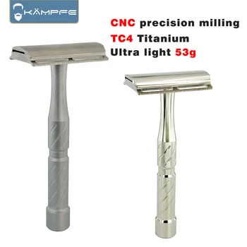 KAMPFE Ultra Leggero 53g TC4 Titanio Rasoio di Sicurezza a Doppio Taglio CNC Fresatura di Precisione Toelettatura da Uomo Regalo DE rasoio 1