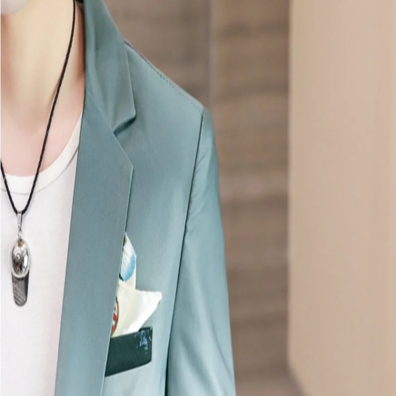 Autumn New Print Fashion Handsome Fashion Fashion Banquet Boutique  Korean Version Slim Casual Single West  Men Blazer Slim Fit 5