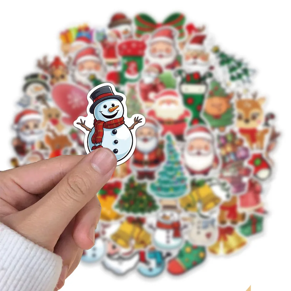 60 Adesivi Facce Pupazzo Di Neve Impermeabili In PVC – Decorazioni Divertenti Per Bottiglie, Finestre E Pareti
