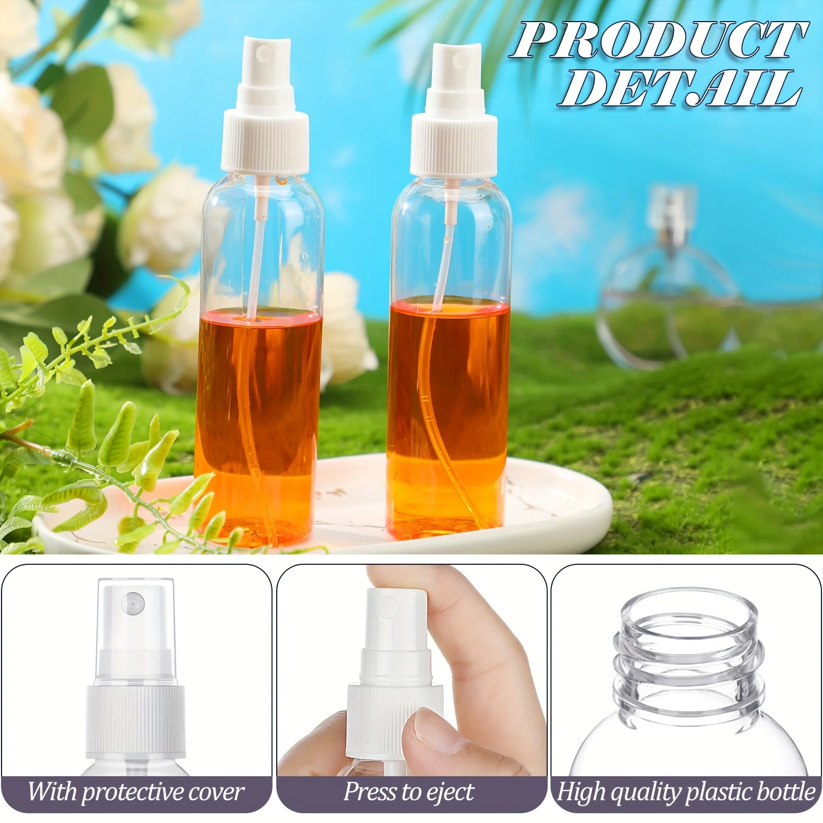 Refillable Clear Plastic Empty Mini Spray Container for Travel Cleaning Makeup Bottles 20PCS 10/20/30/50/60/100ML