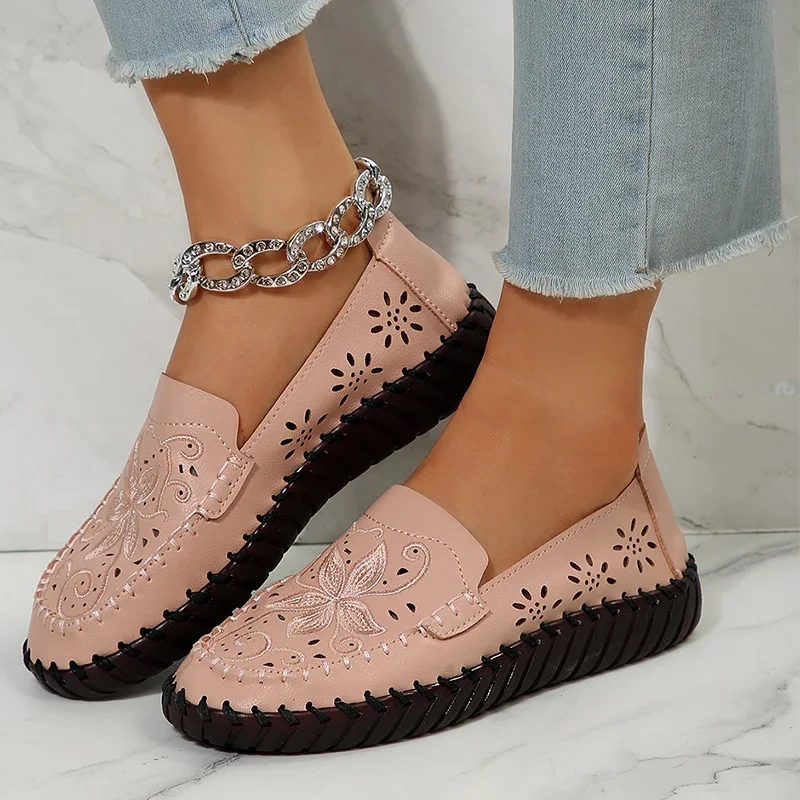 

Women Embroider Loafers Shoes Flats Shallow Spring 2024 Casual Shoes Fashion Sport Walking Cozy Designer Female New Zapatillas