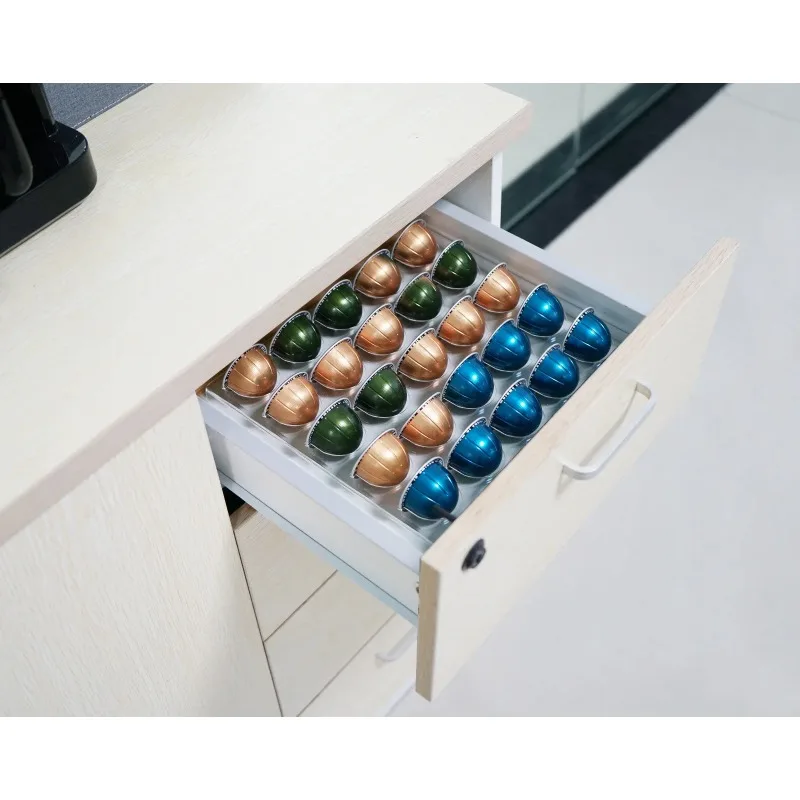 Coffee Capsule Storage Tray Drawer Insert Organizer Holds 25 Pods,Desk Table Drawer Storage Box,Space Saving Coffee Accessories