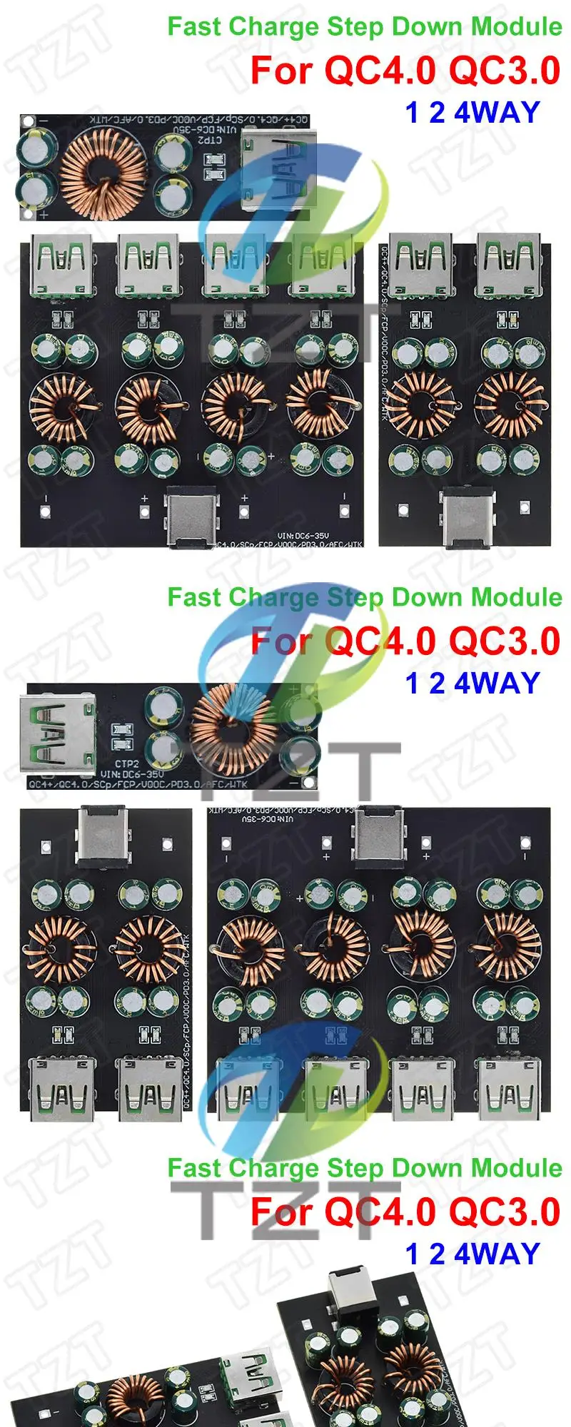 QC4.0 QC3.0 1 2 4-Wege-USB Typ-C Handy-Schnellladeadapter 6-35V Step-Down-Buck-Boost-Modul SW3518 / SW3516 für Huawei – Detail 3