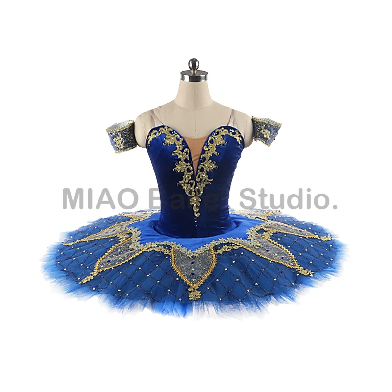 

Royal blue Professional ballet classical Tutu Pancake dark green ballet performance for girl Competition costume blue bird 0254