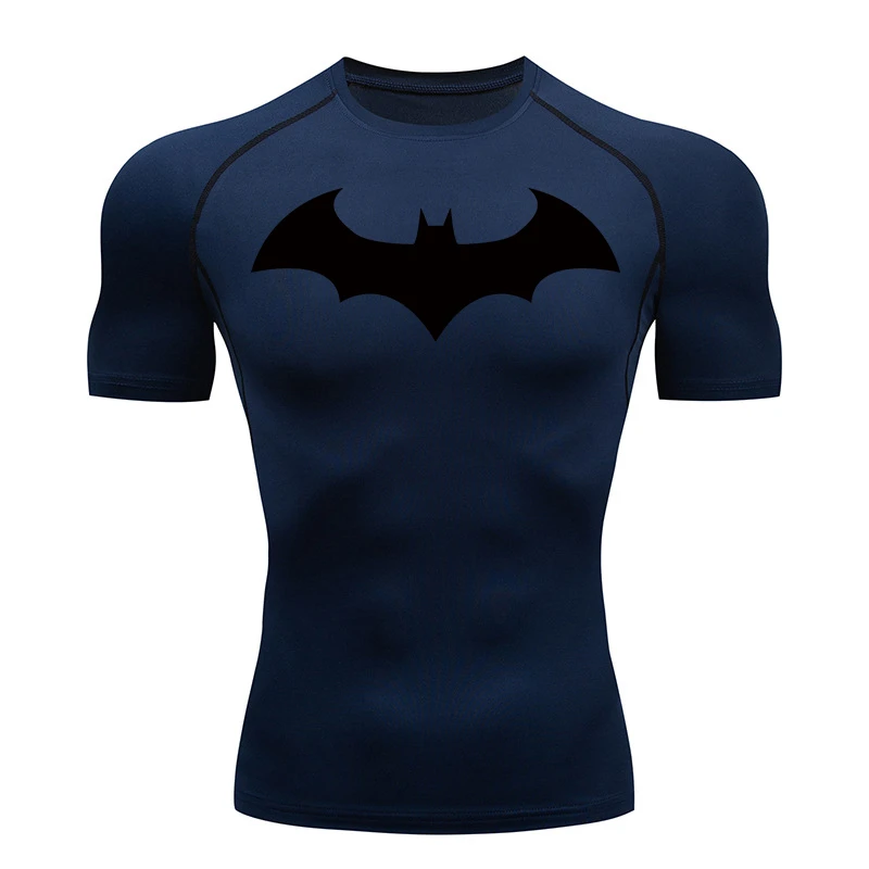 Men's Bat Graphic Compression Short Sleeve Workout Shirt - Quick Dry Athletic Tee