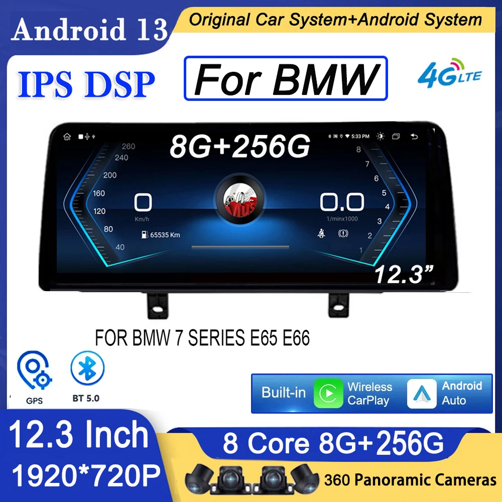 

Автомобильный мультимедийный плеер, стерео-система на Android 13, с GPS, видеоплеером, 12,3 "DSP IPS, для BMW серий 7, E65, E66