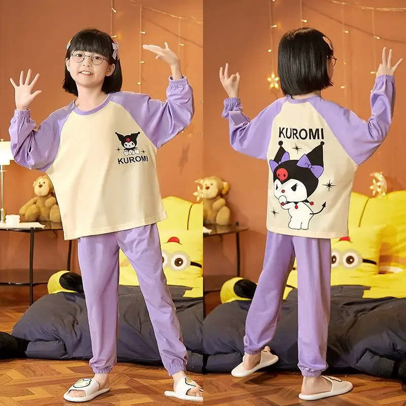 

Sanrio kuromi Pajamas Girls Long Sleeve Cartoon Style Pajamas for Big Kids and Baby Children's Home cosplay clothing accessories