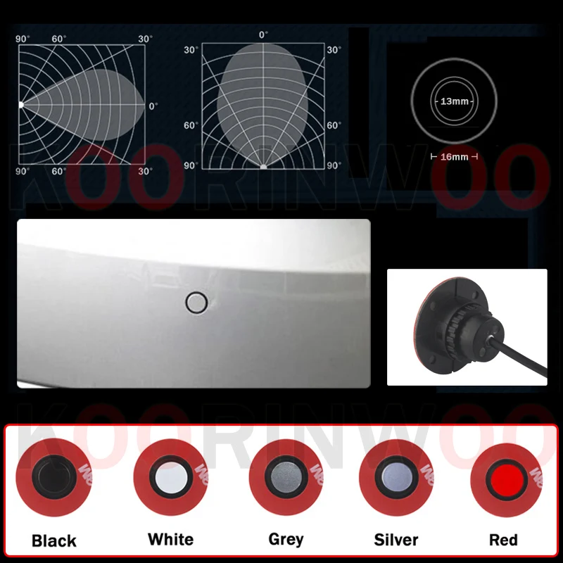 Koorinwoo Parktronic 13MM Flat Rotation Car Parking Sensors 8/6/4 Backlight Front Rear Buzzer 12V For Andriod DVD Video System parking sensor kit led parking sensor kit parking sensor car led parking sensor