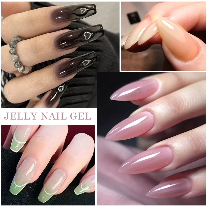 6PCS/SET Nail Polish Gel Set Autumn Black Nude Color Glitter Semi Permanent Soak Off UV Nail Art Manicure Varnish Supplies Kit 5