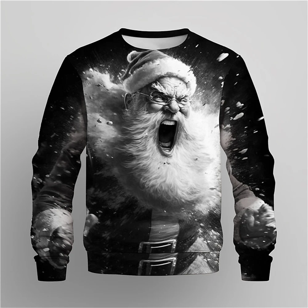 

Santa Claus Merry Christmas Fashion Daily Casual Men's3D Print Pullover Sweatshirt Christmas Holiday Sweatshirts Crew Neck Print