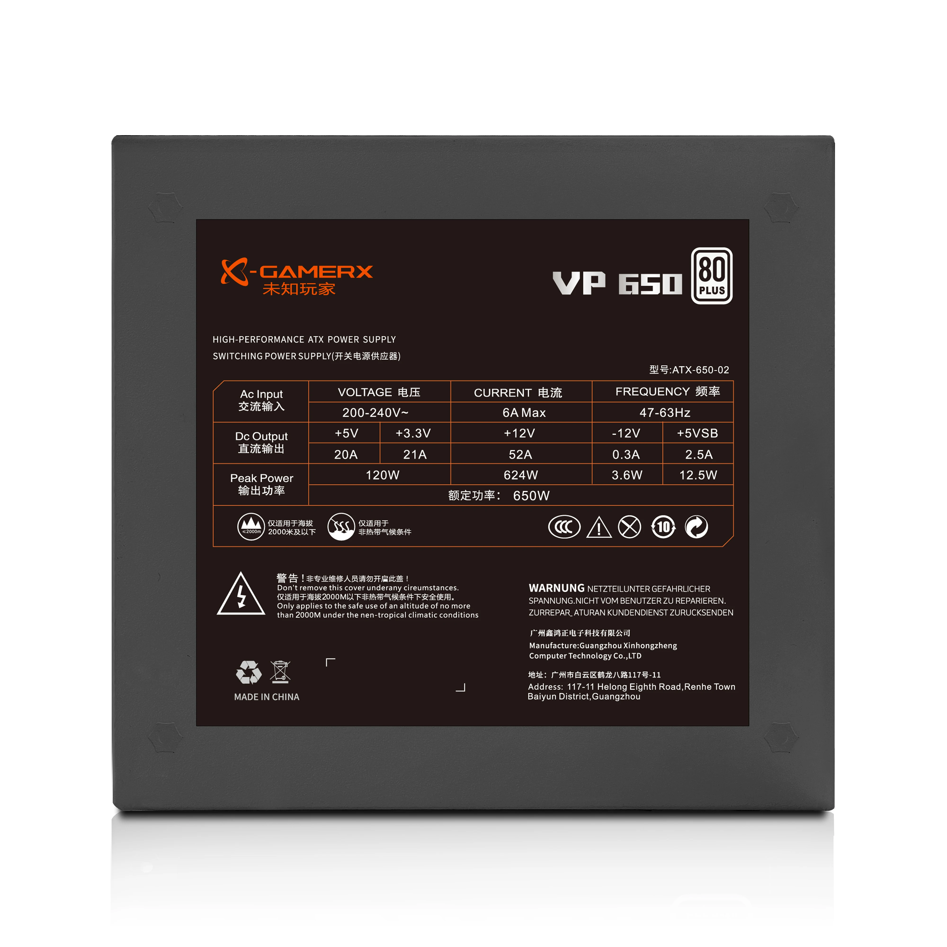 X-GAMERX VP 650W 750W 850W Power Supply Embossed Wiring Comb Temperature Control Fan Overload Protection Taiwan Series Capacitor - Image 3