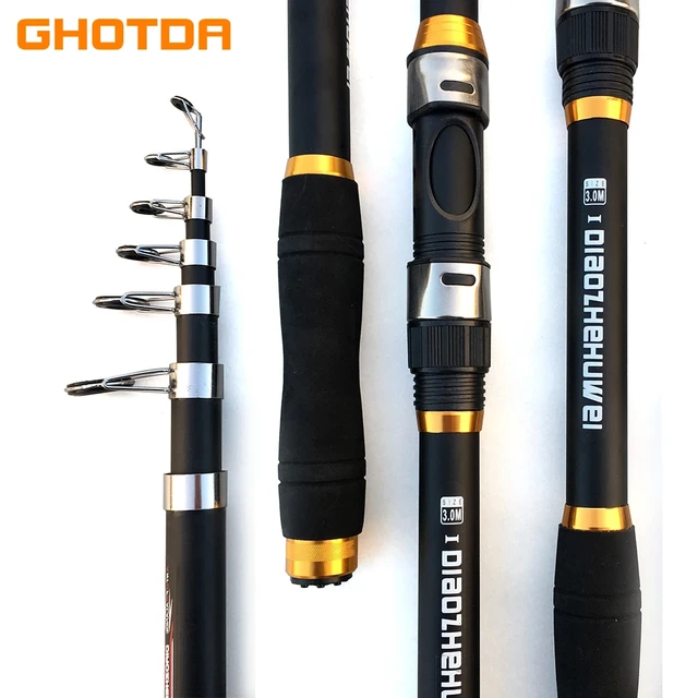 GHOTDA Telescopic Fishing Rod Hard FRP Carbon Fiber 2.1/2.4/2.7/3.0/3.6M  Carp Fishing