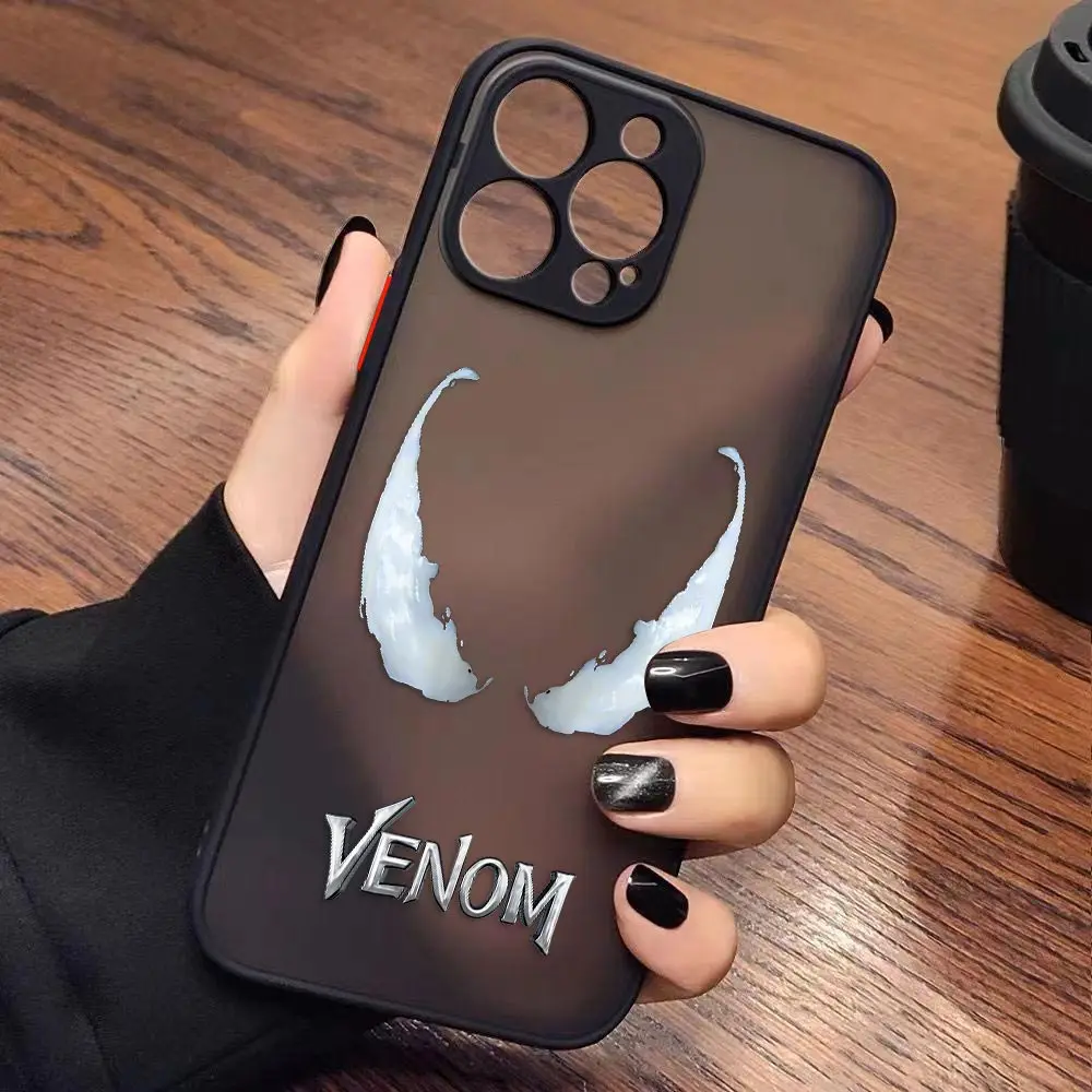 Funda para iPhone Apple 14 13 11 12 MINI Pro XS Max XR X 7 8 SE 2022 2020 6 Plus Funda Capa Shell Marvel Spiderman Venom LOGO