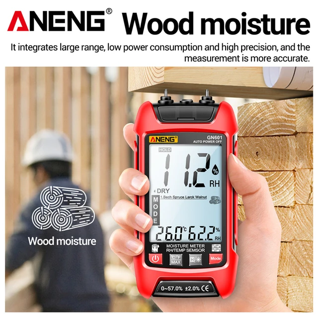 MESTEK Medidor de humedad de madera sin pines, detector de humedad para  paneles de yeso para madera, hormigón, carpintería, con pantalla LCD a  color