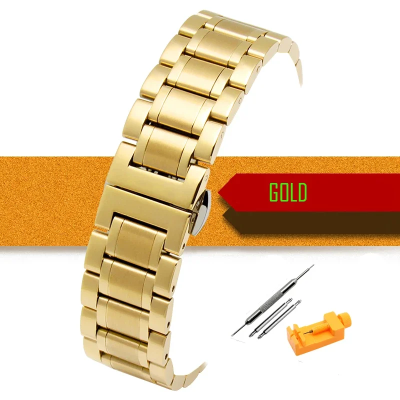Sleek Stainless Steel Metal Watch Strap - Adjustable Wristband in Various Widths