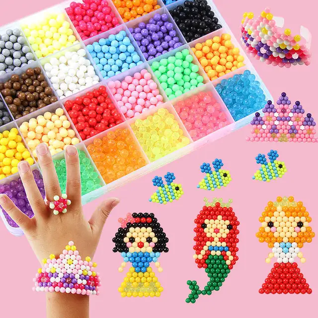 Aqua Beads DIY Set Perlen Tool Creativity Magic Water Beads Pegboard Arts and Crafts for Kids Toys Girls Children Gift 5 7 10 4