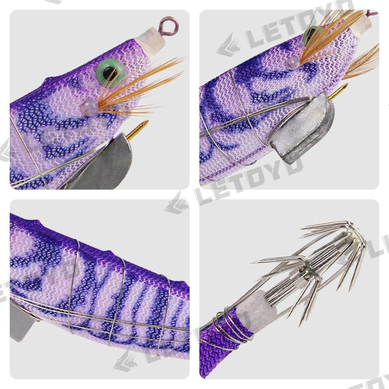 LETOYO Luminous Squid jig steel wire bait Artificial Baits squid lure EGI sutte For Octopus Cuttlefish sea fishing supplies