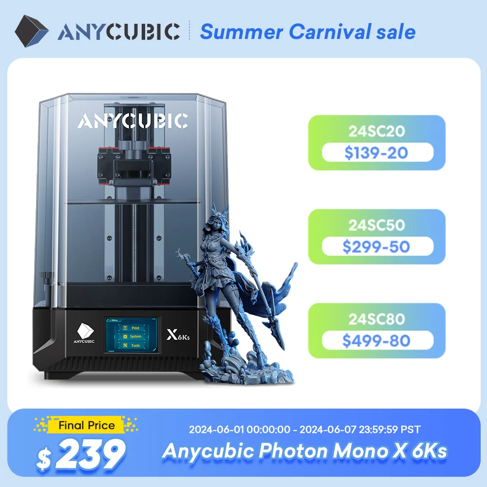 ANYCUBIC-Impressora 3D de Resina UV de Alta Velocidade, Photon Mono X 6Ks, 9.1 