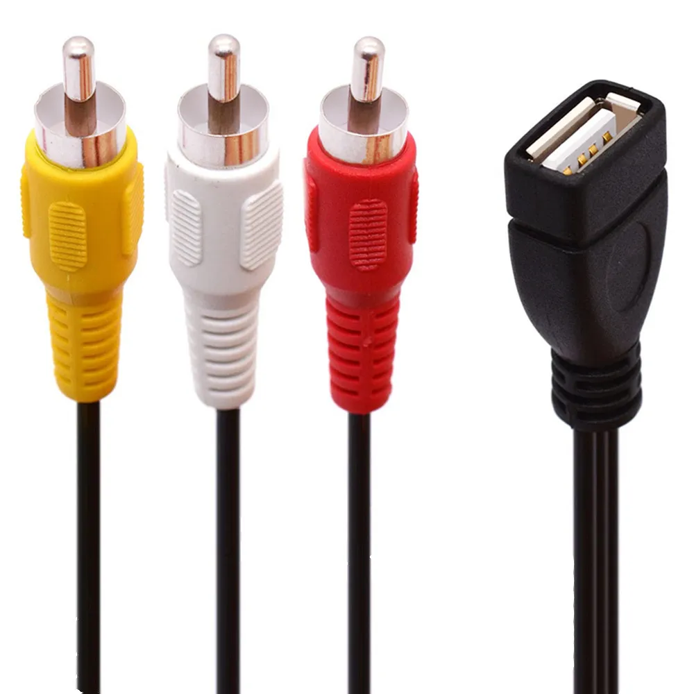 Convertisseur audio USB femelle vers 3 RCA mâle/femelle, câble vidéo AV