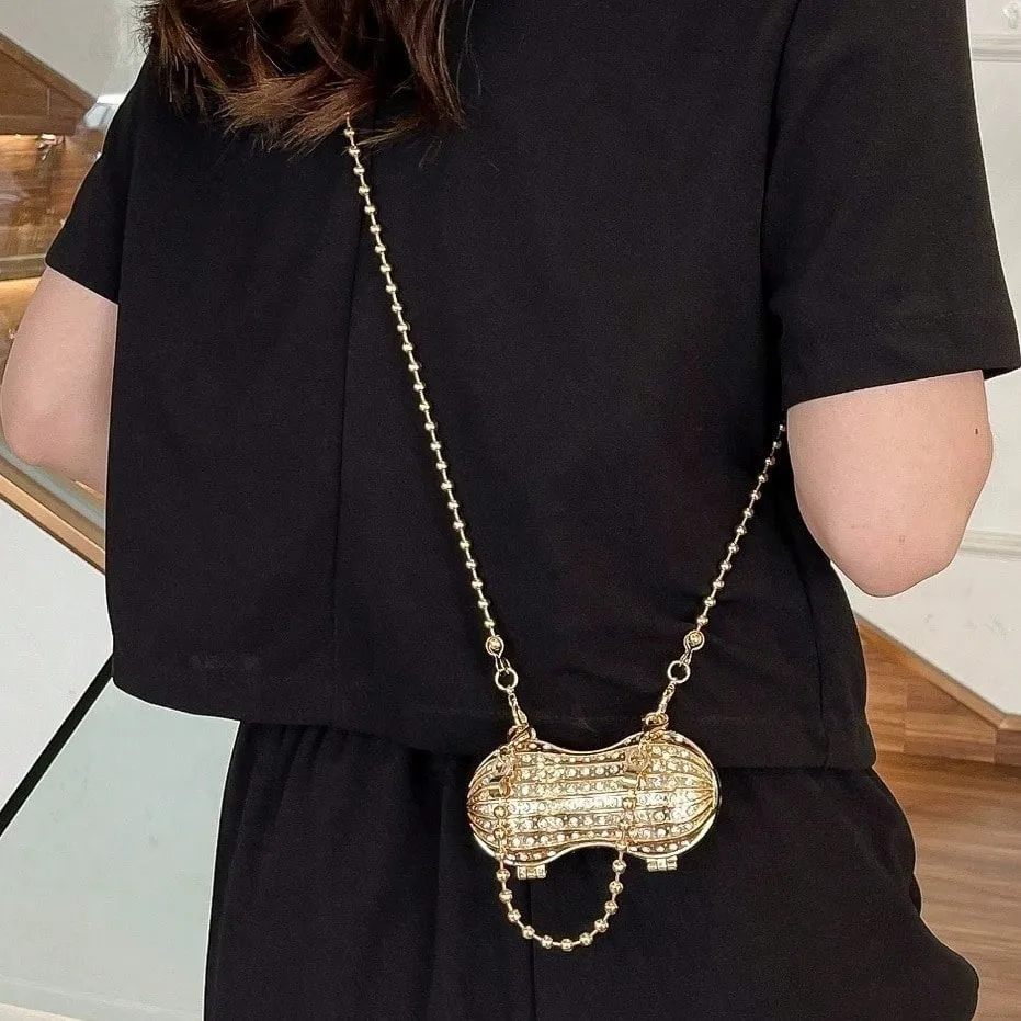 2025 New Peanut Mini Lipstick Crossbody Bag Women's Chain Strap Shoulder Bags Cute Peanut Shaped Mini Purse For Daily Party Use