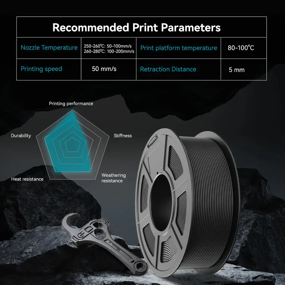 SUNLU 1.75MM ABS 3D Printer Filament 1KG Higher Heat Resistance Strong Durable for Most FDM 3D Printers image 5