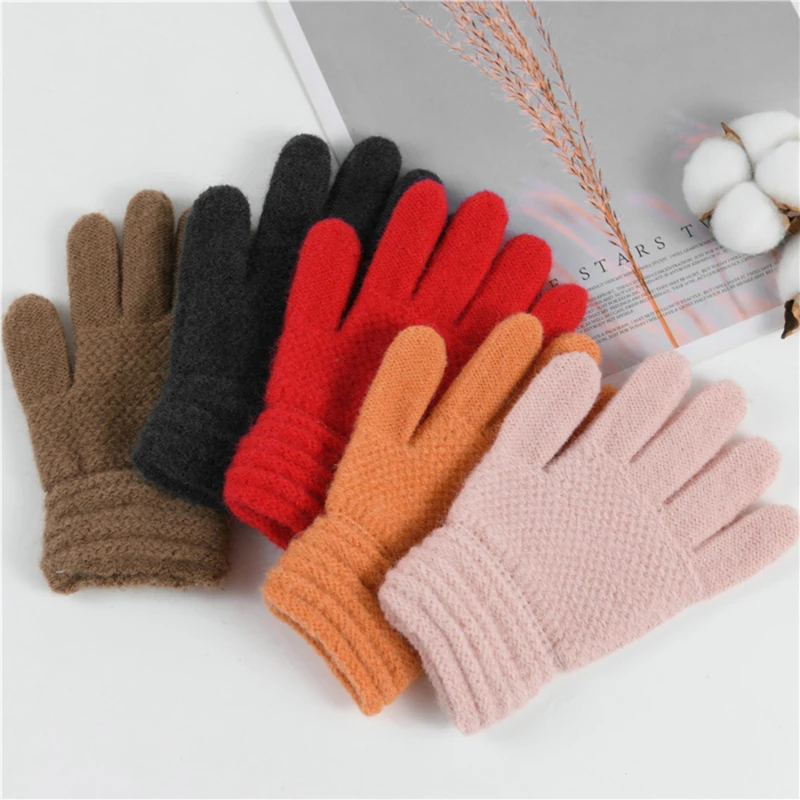 

Детские Зимние перчатки для мальчиков и девочек, вязаные перчатки, эластичные теплые зимние перчатки, Разноцветные детские варежки для детей 5-10 лет, для холодной погоды