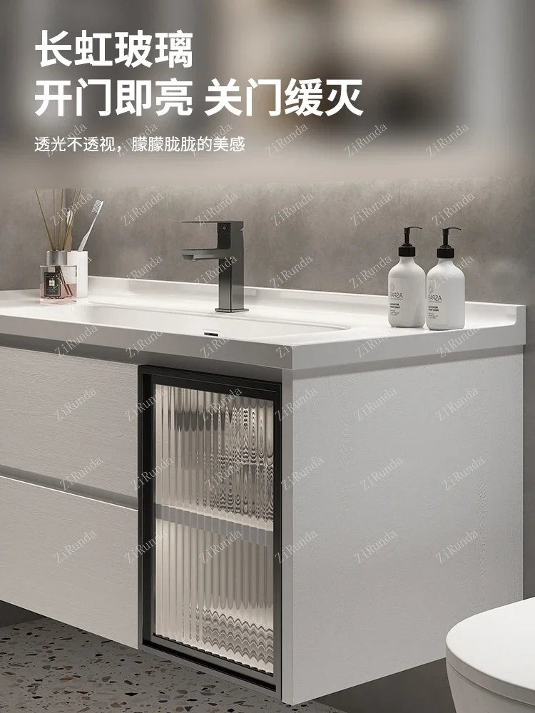 S~Light Luxury Solid Wood Bathroom Cabinet Combination Smart Bathroom Wash Inter-Platform Basin