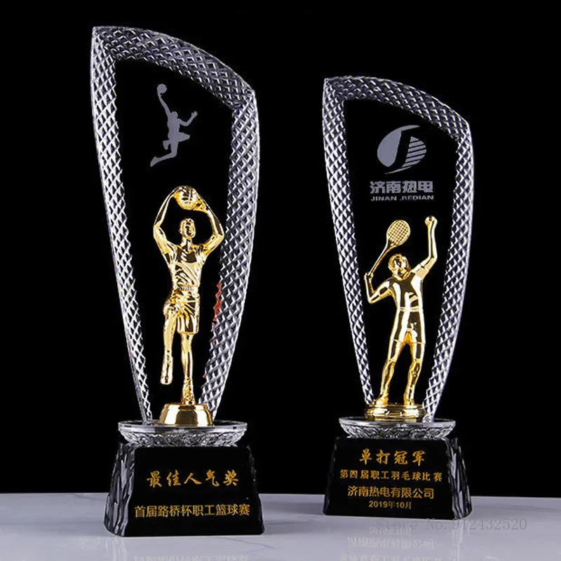Customized Crystal Trophy Trophy Basketball Trophy, Football, Badminton Table Tennis, Golf, Bicycle, Diving, Metal, Honor Trophy