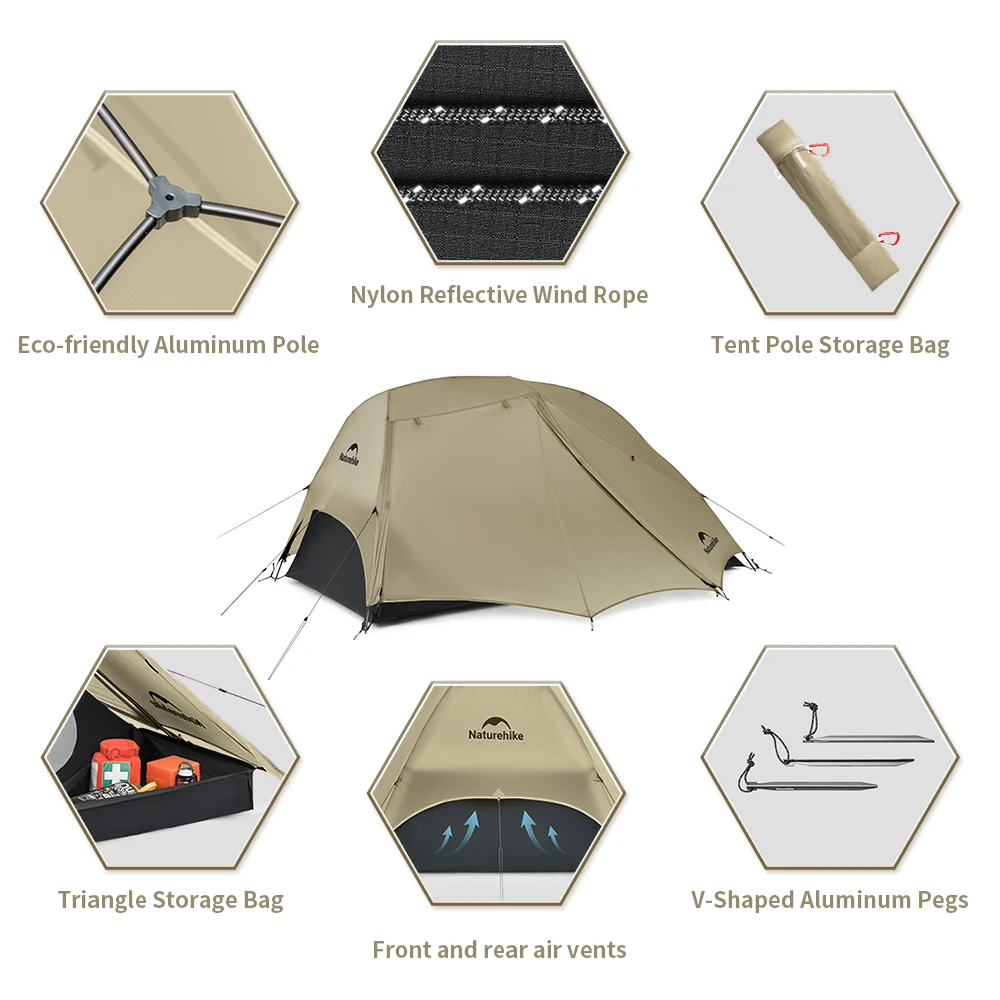 Naturehike Camping Tent Star River UL 2 People Tent 15D Nylon Ultralight Hiking Two Doors Backpacking Travel with Mat camping tent portable tent