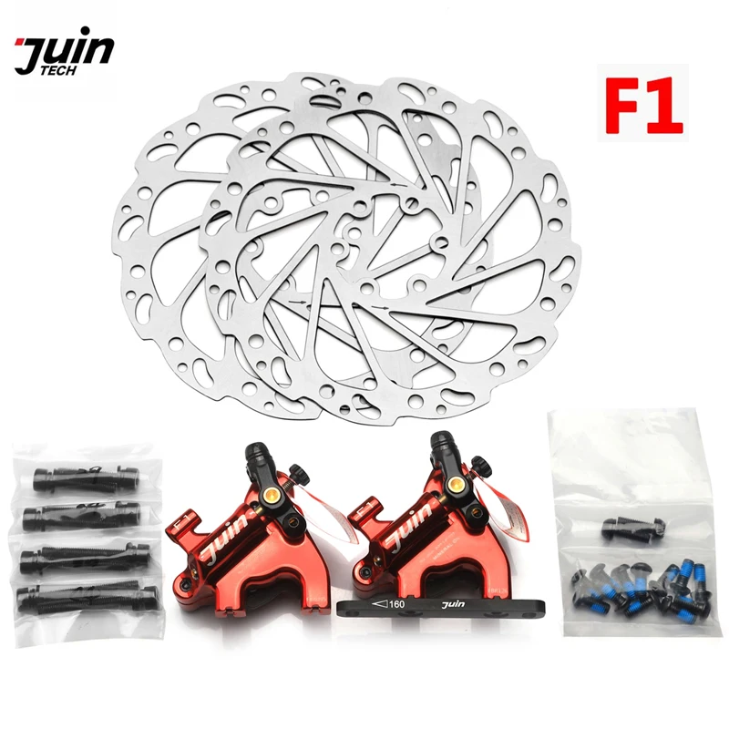 

Juin Tech F1 BIke Brake 160mm Line Pull Disc Brake Road CX Dual Side Actuation Flat Mount Hydraulic Caliper Rotor