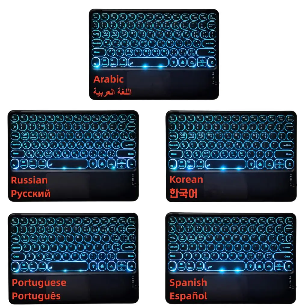 Teclado Retroiluminado para Ipad Tampa do Mouse sem Fio Bluetooth Touchpad Rgb Teclado Kit Funda Stand 10.9 10.9 2023 Case - Imagem 6
