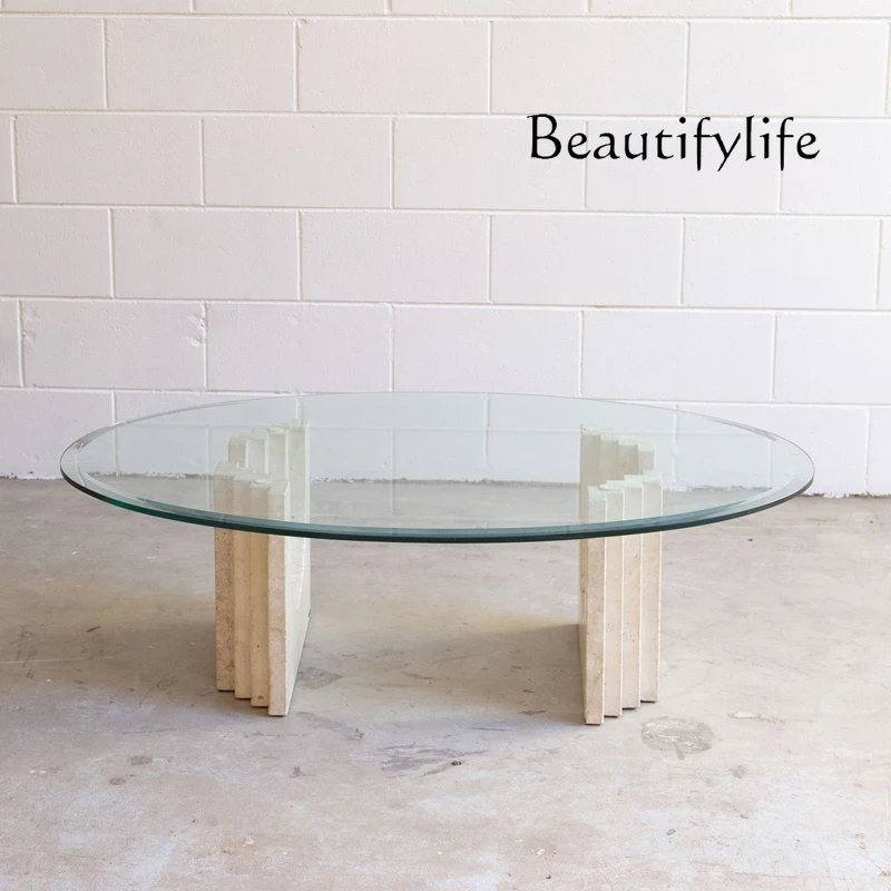 

Скандинавский минималистичный мраморный журнальный столик дизайнерский искусство закаленное стекло Овальный индивидуальный чайный столик