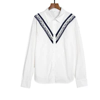 CHCH Women's Blouse Knitted Patchwork Striped Blouse Casual Fashion Office Lady Tops Clothing Streetwear Single-Breasted Shirts - Image 5