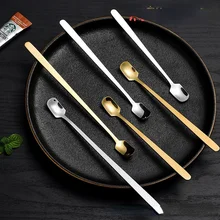 High Quality Stainless Steel Square Head Cocktail Bar Drink Shaker Muddler Stirrer Twisted Mixing Spoon Kitchen Tableware