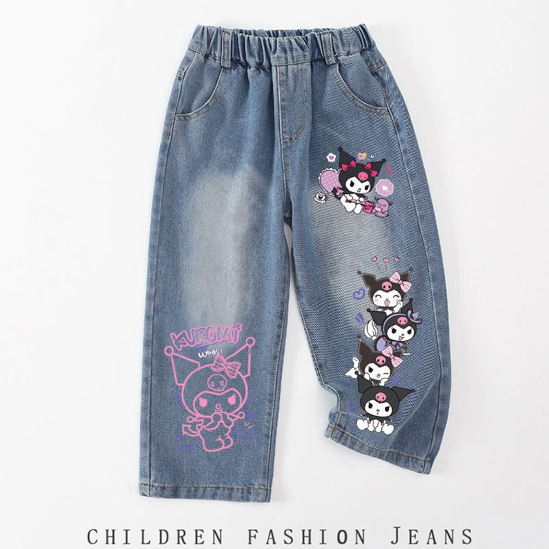 パンツ basicks My Melody Kuromi PATCH DENIM My Melody Kuromi PATCH DENIM Cartoon cute Sanrio embroidery