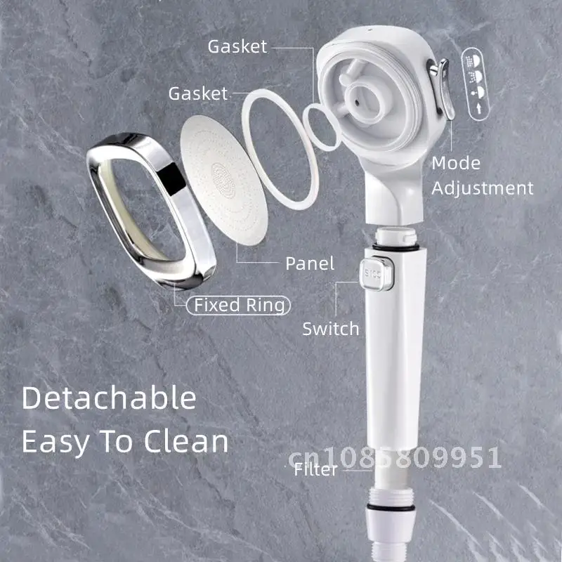 

High Pressure Shower Head With On Off Switch 4 Modes Sprayer Water Saving Adjustable Shower Nozzle Filter For Bathroom