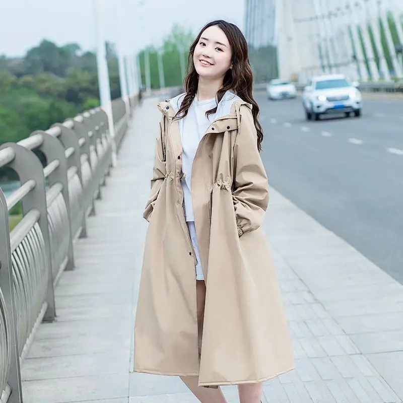 Raincoat for Women Fashionable  Waist-slim Slim  Portable  Long Full-body Rainproof Single Adult Waterproof Coat