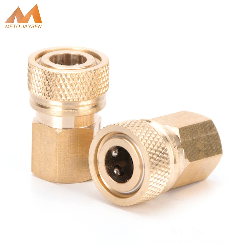 Air Filling Adapter Pneumatic Quick Coupling M10x1 Thread Female Quick Release Disconnect 8mm Air Refilling Coupler Sockets Copper Fittings 40mpa 2pcs/set