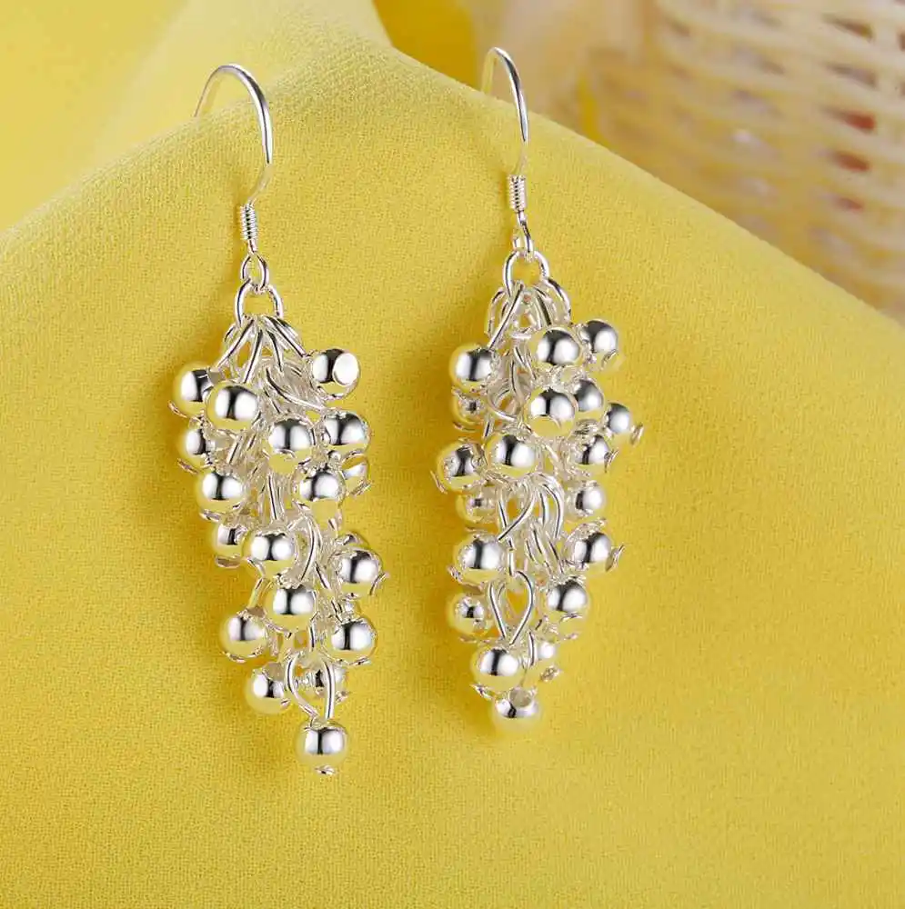 Earrings silver creative grape beads drop for woman fashion party fine gifts jewelry