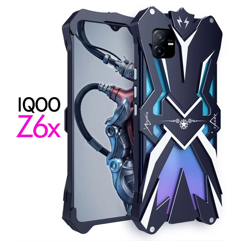 

Luxury Armor Metal Aluminum Phone Cases For Vivo Iqoo Z8 Z8x Z7 Z7x Z7i U5x Z6 Z6x Cover Mechanical Purely Handmade Skull Case