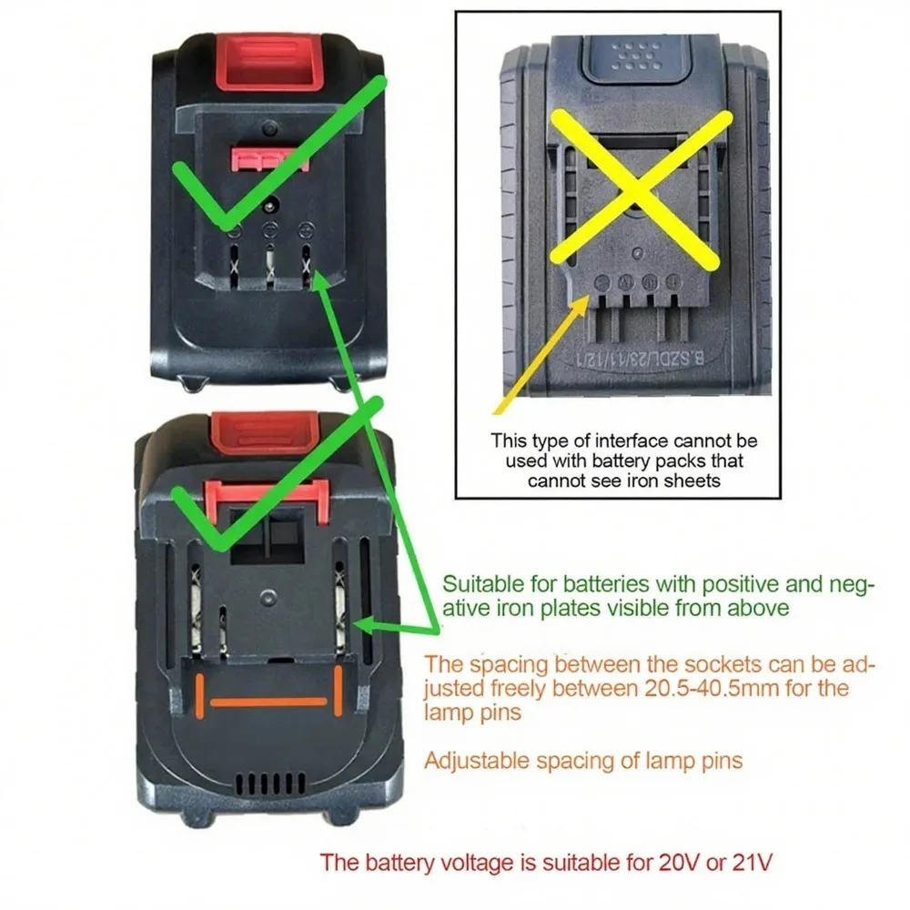 Power Tool Accessories Parts For Makita 18V DeWALT 20V Milwaukee Bosch M18 Lithium Battery Case Work Lamp