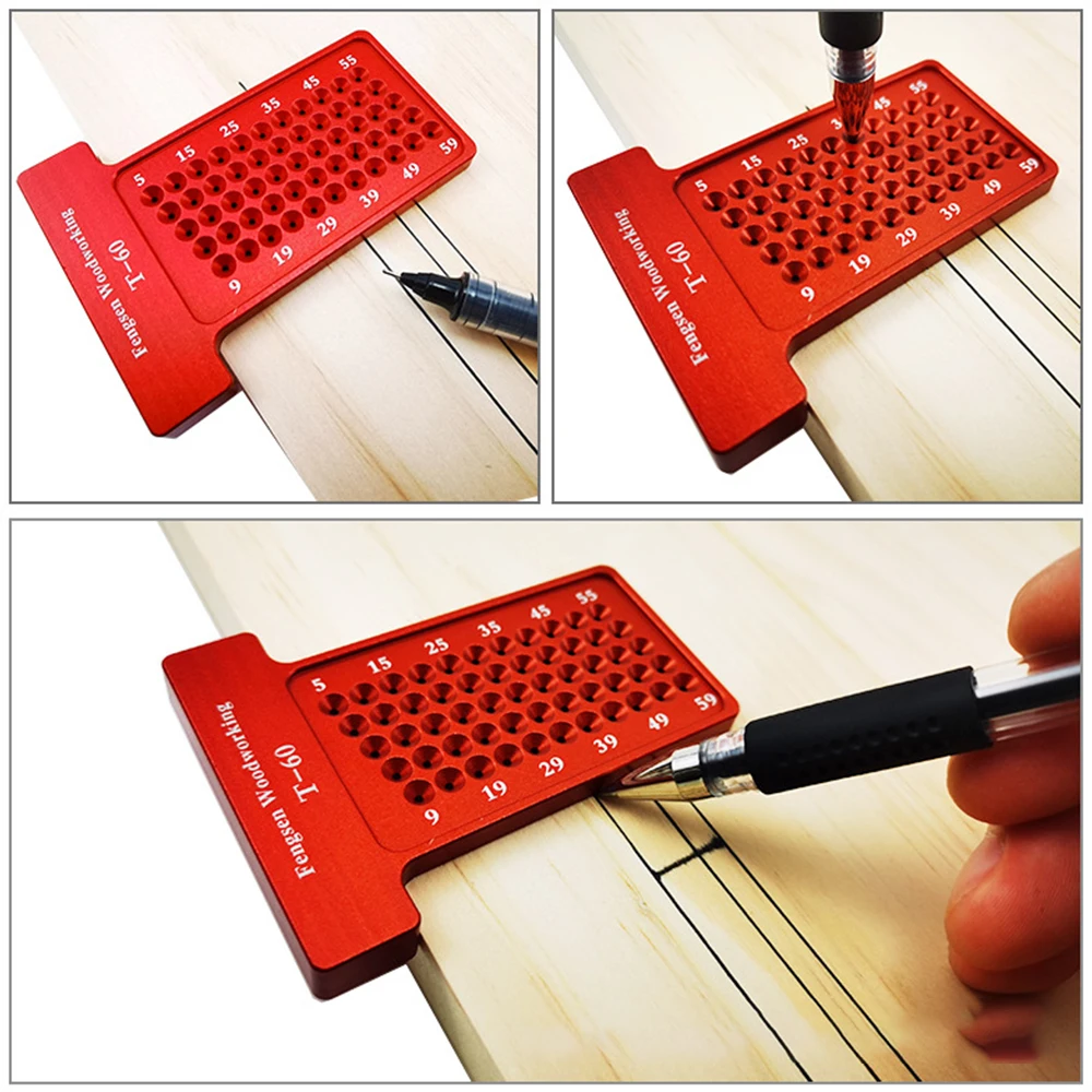 

Woodworking T-Square Hole Scribing Pocket Ruler Line Drawing Marking Gauge Carpenter Right Angle Protractor Layout