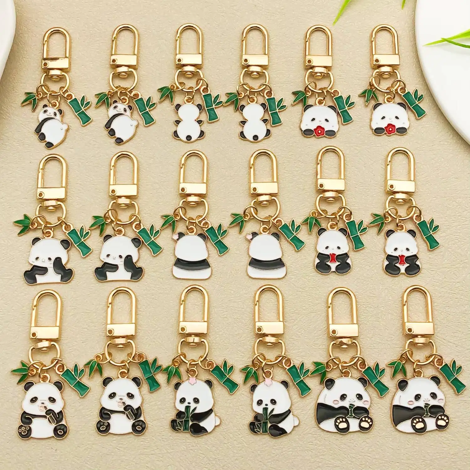 1PC New Lovely Bamboo Panda key chain car key ring charms pendants ...
