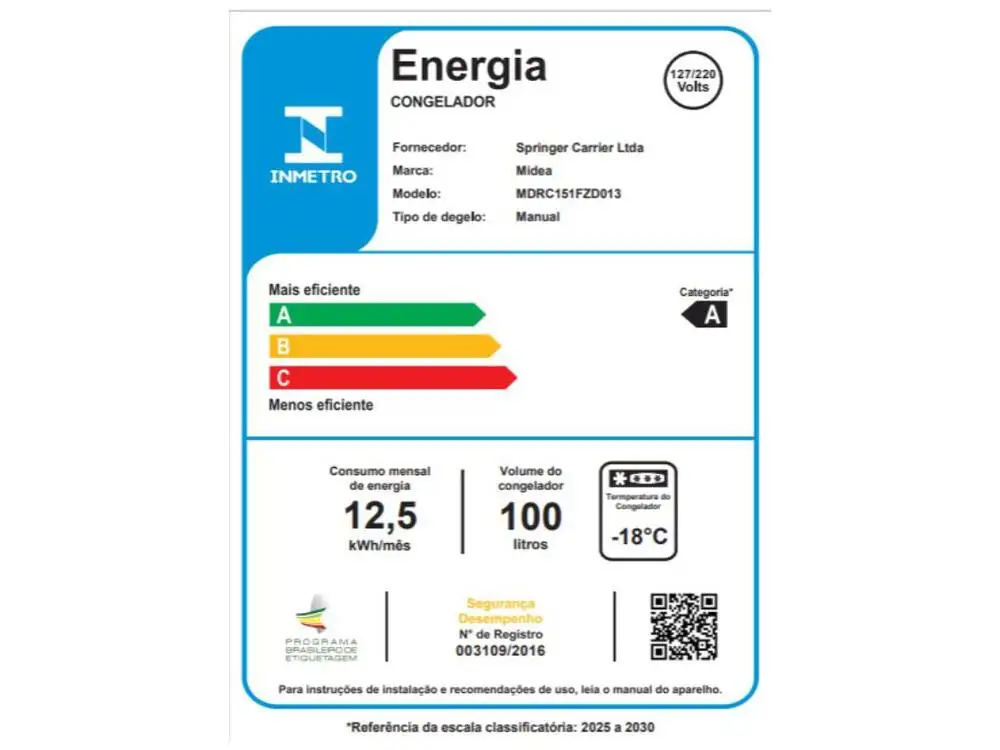 Freezer Horizontal Midea 100 Litros MDRC151FZD013 - Bivolt 5