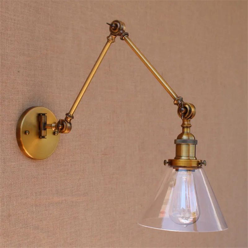 YFMYY Retro Vintage regolabile lungo braccio altalena lampada da parete Edison applique da parete stile loft applique da parete industriale appliques e27 illuminazione decorativa LED