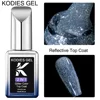 KODIES GEL Reflective Glitter Top Coat Gel Nail Polish Semi Permanent UV Sparkle Gel Top Finish Sealant Super Shine Top Gellak 1