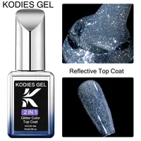 KODIES GEL Reflective Glitter Top Coat Gel Nail Polish Semi Permanent UV Sparkle Gel Top Finish Sealant Super Shine Top Gellak 1