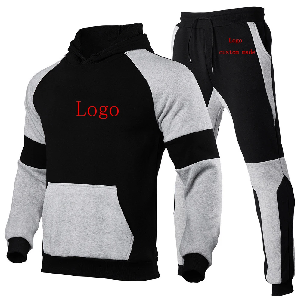 

2023 Logo Customization Brand New Fashion Cotton Sportswear Suit Mens Autumn Trousers Hoodie Pullover Two Jogging Sports Clothes