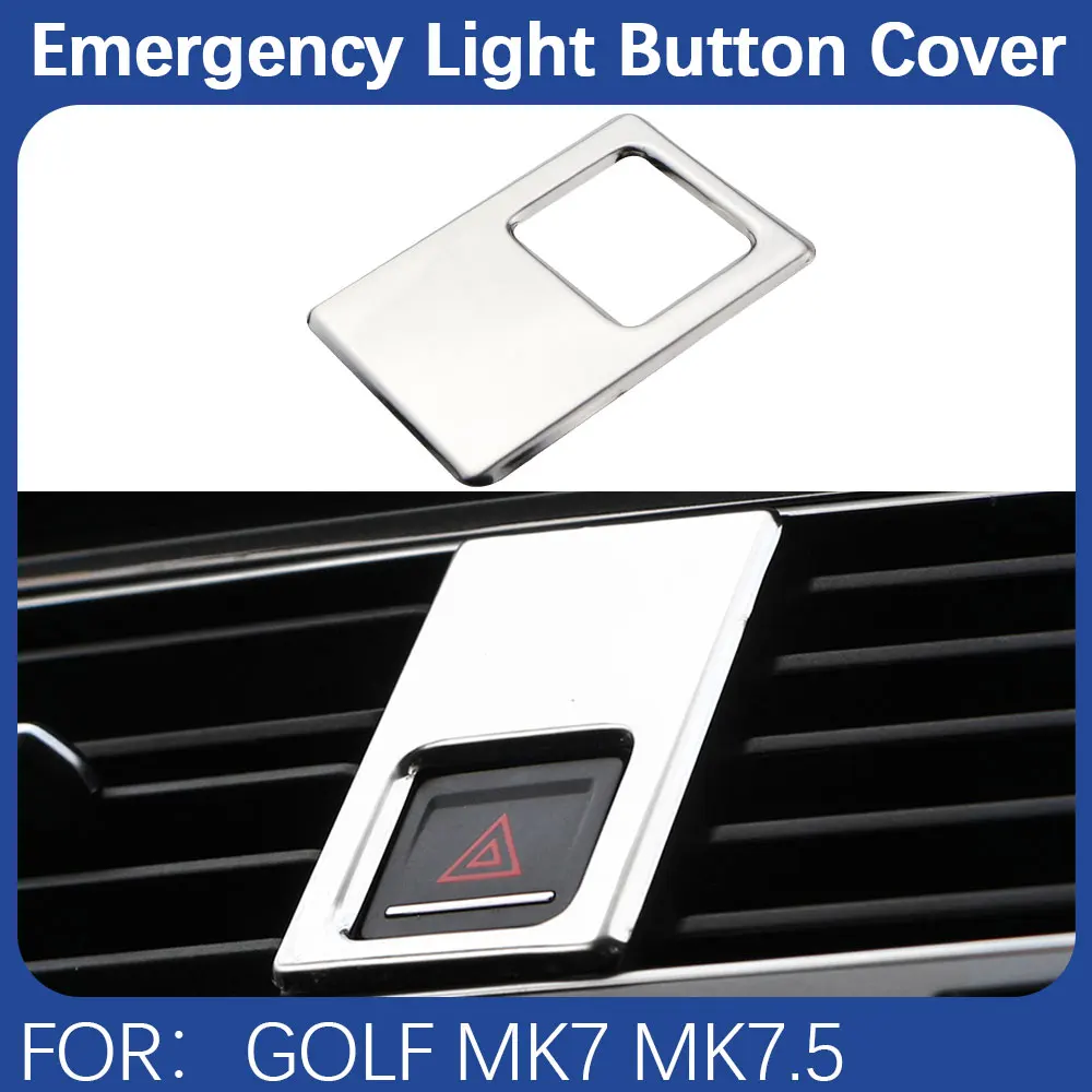 Car Double Flash Light Button Frame Cover Trim for Volkswagen VW Golf 7 7.5  MK7 2013-2019 Emergency Light Sticker Accessories